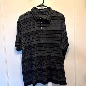 Reunion Menswear Grey and Black striped polo shirt size XL